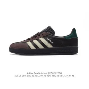 Adidas Originals Gazelle Indoor Retro Classic Leather Sneakers with Gum Sole