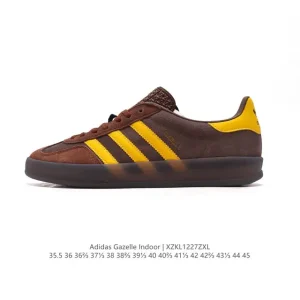 Adidas Originals Gazelle Indoor Retro Leather Sneakers with Gum Sole
