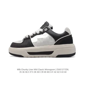 MLB Chunky Liner Mid Retro Streetwear Sneakers with Thick Sole and Reflective Details