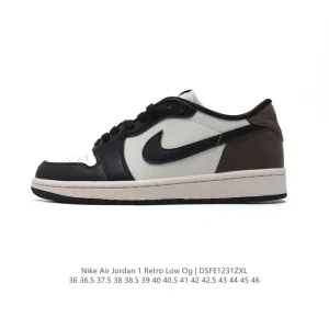 Jordan AJ1 Low Retro Basketball Shoes White Black Red