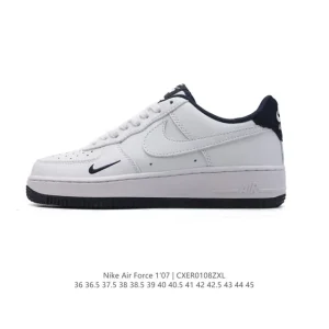 Nike Air Force 1 '07 Low White Leather Casual Sneakers with Air Cushion