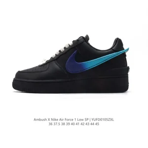 Nike Air Force 1 Ambush Low Top Leather Sneakers with Extended Swoosh