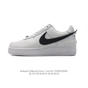 Nike Air Force 1 Low Ambush Collaboration Leather Sneakers with Swoosh Extension