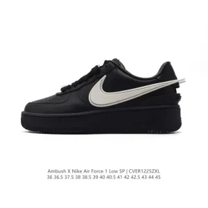 Nike Air Force 1 Low Ambush Collaboration Leather Sneakers with Extended Swoosh