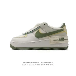 Nike Air Force 1 Shadow Low Top Sneakers for Women with Thick Sole and Deconstructed Design