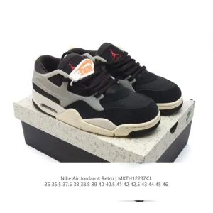 Jordan Air 4 Retro OG Low Black Cement Men's Women's Basketball Shoes