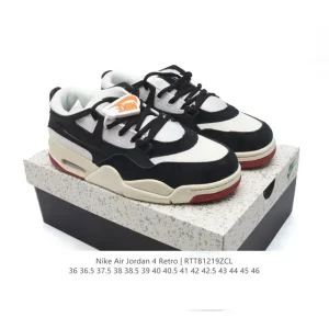 Jordan Air 4 Retro OG Low Black Cement Men's Women's Basketball Shoes