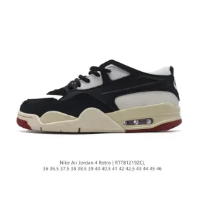 Jordan Air 4 Retro OG Low Black Cement Men's Women's Basketball Shoes