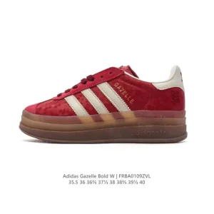 Adidas Gazelle Bold 2025 New Year Red Women's Retro Thick Sole Sneakers