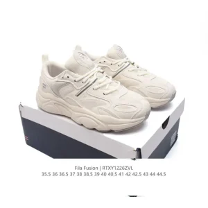 FILA Men's and Women's Retro Dad Shoes Breathable Mesh Leather Sneakers