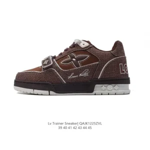 Louis Vuitton Trainer Sneaker Low Thick Sole Leather Fashion Shoes