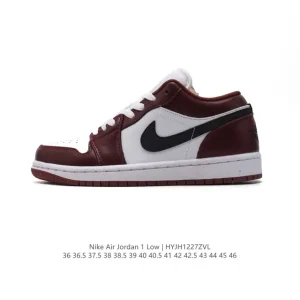 Jordan Air 1 Low Retro Leather Basketball Shoes with Air Cushioning