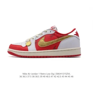 Jordan AJ1 Low Retro Leather Basketball Shoes with Air Cushion