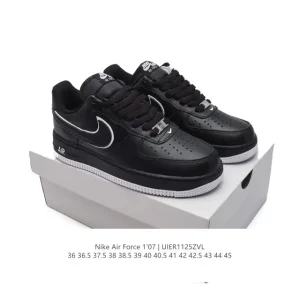 Nike Air Force 1 '07 Low White Leather Casual Sneakers with Air Cushioning