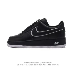 Nike Air Force 1 '07 Low White Leather Sneakers with Air Cushioning