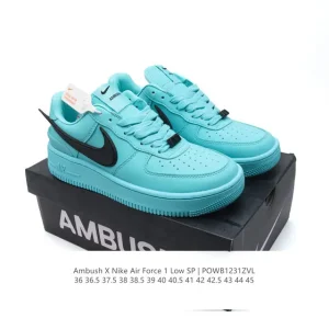 Nike Air Force 1 Low Ambush Collaboration Leather Sneakers with Extended Swoosh