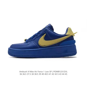 Nike Air Force 1 Ambush Low Top Leather Sneakers with Extended Swoosh