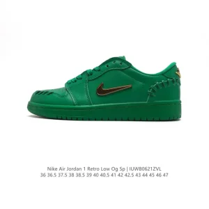 Jordan Air 1 Low Retro Basketball Shoes with Gold Swoosh