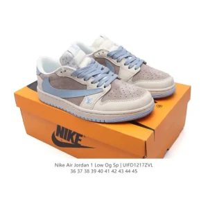 Jordan Air Jordan 1 Low Military Blue Reverse Swoosh Retro Basketball Shoe