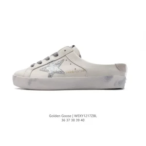 Golden Goose Slide Sstar Dirty Leather Slip-On Sneakers