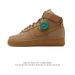 Nike Air Force 1 Mid 07 White Leather Sneakers with Bubble Air Unit and Strap
