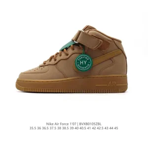 Nike Air Force 1 Mid White Leather Velcro Thick Sole Shoes