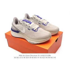 Nike Air Zoom Structure 25 White Grey Running Shoes for Men and Women
