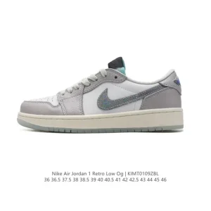 Jordan Air 1 Low Retro Leather Sneakers with Air Cushion