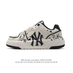 MLB Chunky Liner Basic Street Style Chunky Sole Leather Sneakers