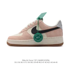Nike Air Force 1 Low '07 White Leather Sneakers with Air Cushion