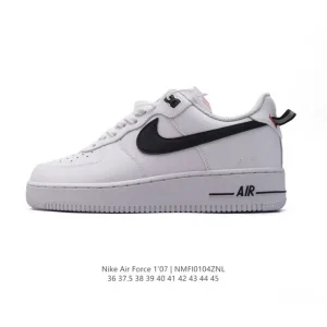 Nike Air Force 1 Low 2025 White Leather Sneakers with Air Cushion and Thick Sole
