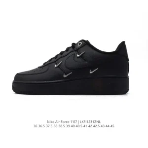 Nike Air Force 1 07 Low White Leather Sneakers with Air Cushioning