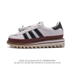 Adidas Clot Superstar Elevation Shoe with Fringe and Sawtooth Sole