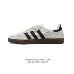 Adidas Samba Og Classic Shoes White Leather T-Toe Sneakers for Women