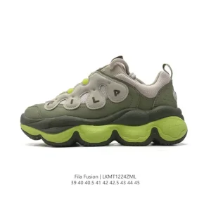 FILA Men's Fashion Retro Dad Shoes Breathable Mesh Leather
