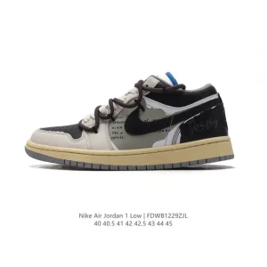 Jordan AJ1 Low Retro Low-Top Basketball Sneakers with Air Cushion