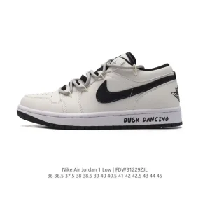 Jordan AJ1 Low Retro Basketball Shoes with Air Cushion and Leather Upper