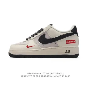 Nike Air Force 1 '07 Low White Leather Sneakers with Air Cushion
