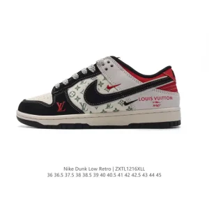 Nike Dunk Low Retro Vintage Basketball Sneakers with Leather Upper