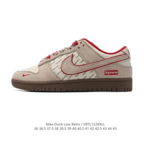 Nike Dunk Low Retro Vintage Basketball Sneakers with Leather Upper