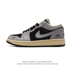Jordan AJ1 Low Retro Black White Leather Sneakers