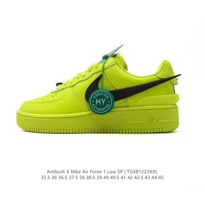 Nike Air Force 1 Ambush Low SP Collaboration White Leather Sneakers with Swoosh Extension