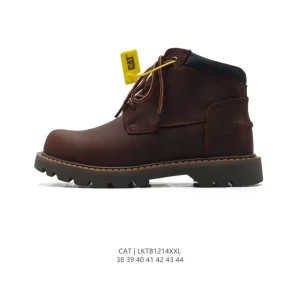 Cat Men's Classic Leather Martin Boots with Thick Sole