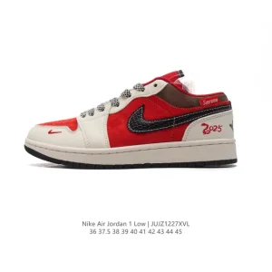 Jordan AJ1 Low Snake Year 2025 Limited Edition Red Leather Basketball Shoes