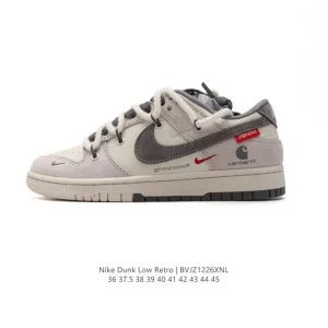 Nike Dunk Low Retro Vintage Basketball Sneakers with Leather Upper