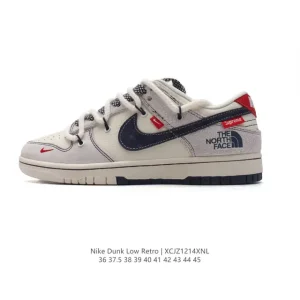 Nike Dunk Low Retro Vintage Basketball Sneakers with Leather Upper