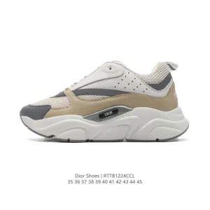 Dior Men's Low-Top Retro Lifestyle Sneakers with Thick Sole