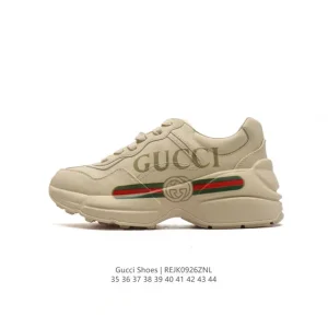 Gucci Rhyton White Leather Platform Dad Shoe for Men and Women