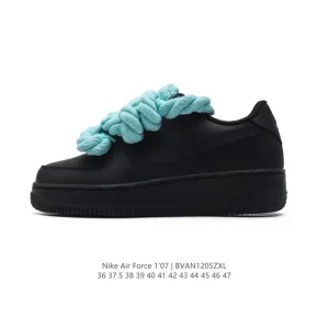 Nike Air Force 1 '07 Low Top Sneakers with Leather Upper and Air Cushioning
