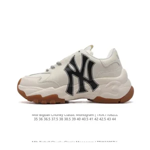 MLB Chunky Classic Big Print Skateboard Shoes Thick Sole Elevator Sneakers for Men and Women